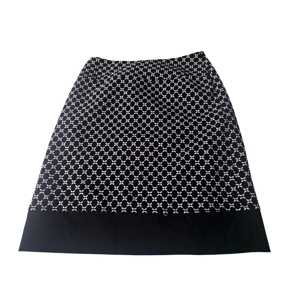 Ann Taylor Womens‎ Black White Geometric Trellis A-Line Skirt Size 0 Office Wear